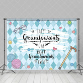 Aperturee - Blue Rhombus Buttons Happy Grandparents Day Backdrop